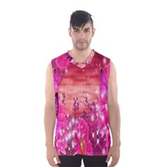 Flowers Neon Stars Glow Pink Sakura Gerberas Sparkle Shine Daisies Bright Gerbera Butterflies Sunris Men s Basketball Tank Top by Simbadda