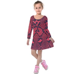 Leather Point Surface Kids  Long Sleeve Velvet Dress by Simbadda