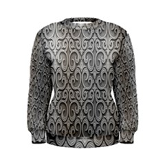 Patterns Wavy Background Texture Metal Silver Women s Sweatshirt by Simbadda