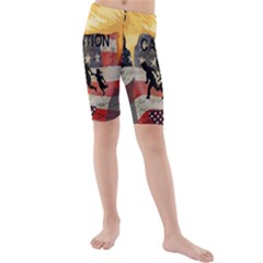 Caution Kids  Mid Length Swim Shorts by Valentinaart