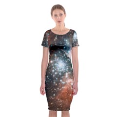 Star Cluster Classic Short Sleeve Midi Dress by SpaceShop