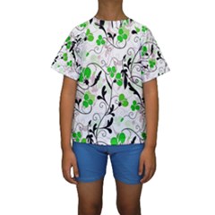 Floral Pattern Kids  Short Sleeve Swimwear