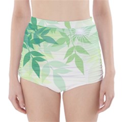 Spring Leaves Nature Light High-waisted Bikini Bottoms