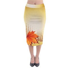 Background Leaves Dry Leaf Nature Midi Pencil Skirt by Simbadda