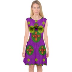 Buddha Blessings Fantasy Capsleeve Midi Dress by pepitasart