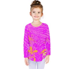 Spring Tropical Floral Palm Bird Kids  Long Sleeve Tee