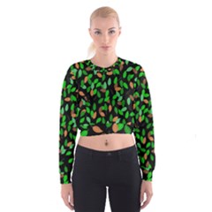 Leaves True Leaves Autumn Green Women s Cropped Sweatshirt