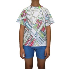 Paris Map Kids  Short Sleeve Swimwear