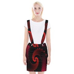 Red Fractal Spiral Suspender Skirt by Simbadda