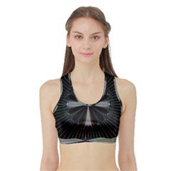 Fractal Rays Sports Bra With Border by Simbadda