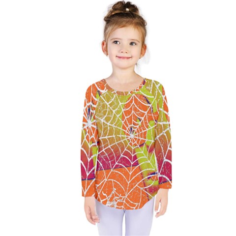 Orange Guy Spider Web Kids  Long Sleeve Tee by Simbadda