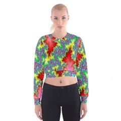 Colored Fractal Background Women s Cropped Sweatshirt by Simbadda