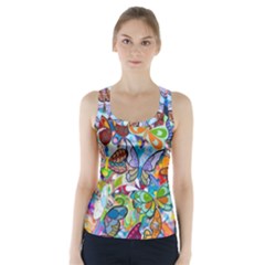 Color Butterfly Texture Racer Back Sports Top by Simbadda