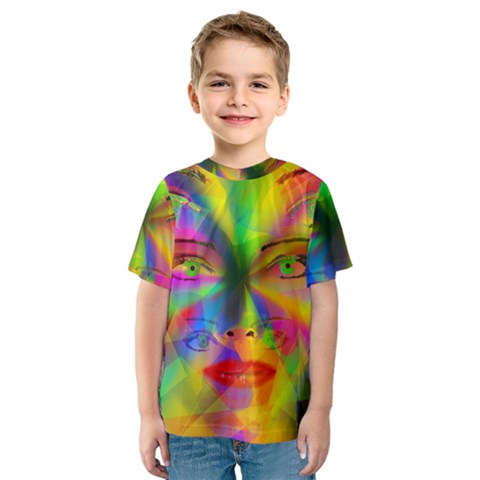 Rainbow Girl Kids  Sport Mesh Tee by Valentinaart