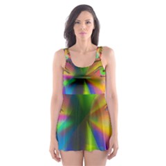 Rainbow Girl Skater Dress Swimsuit by Valentinaart