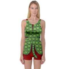 Shamrock Irish Ireland Clover Day One Piece Boyleg Swimsuit by Simbadda