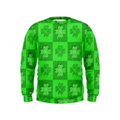 Fabric Shamrocks Clovers Kids  Sweatshirt by Simbadda