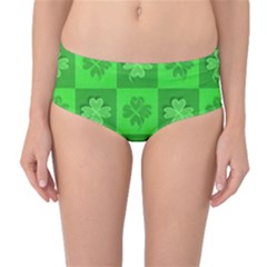 Fabric Shamrocks Clovers Mid-waist Bikini Bottoms by Simbadda