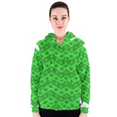 Shamrocks 3d Fabric 4 Leaf Clover Women s Zipper Hoodie by Simbadda