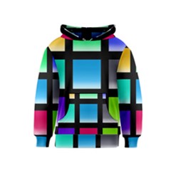 Colorful Background Squares Kids  Pullover Hoodie by Simbadda