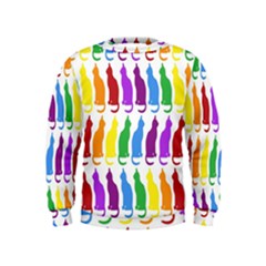 Rainbow Colorful Cats Wallpaper Pattern Kids  Sweatshirt by Simbadda