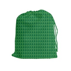 Clovers On Dark Green Drawstring Pouches (extra Large)