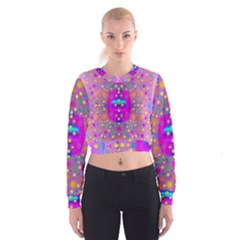 Colors And Wonderful Flowers On A Meadow Women s Cropped Sweatshirt by pepitasart