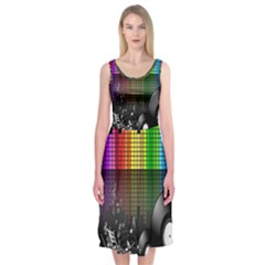 Music Pattern Midi Sleeveless Dress by Simbadda