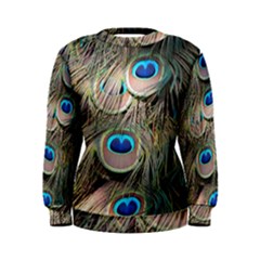 Colorful Peacock Feathers Background Women s Sweatshirt by Simbadda