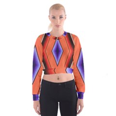 Diamond Shape Lines & Pattern Women s Cropped Sweatshirt by Simbadda