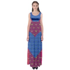 Butterfly Heart Pattern Empire Waist Maxi Dress by Simbadda