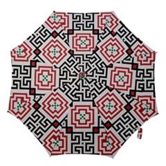 Vintage Style Seamless Black, White And Red Tile Pattern Wallpaper Background Hook Handle Umbrellas (small)