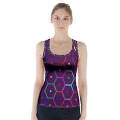 Color Bee Hive Pattern Racer Back Sports Top