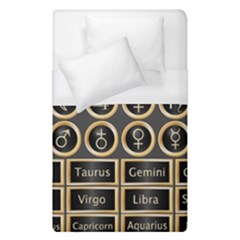 Black And Gold Buttons And Bars Depicting The Signs Of The Astrology Symbols Duvet Cover (single Size)