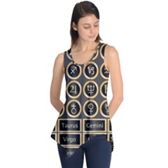 Black And Gold Buttons And Bars Depicting The Signs Of The Astrology Symbols Sleeveless Tunic by Amaryn4rt