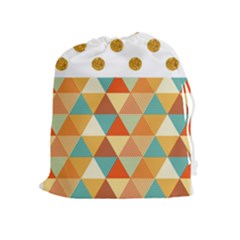 Golden Dots And Triangles Pattern Drawstring Pouches (extra Large) by TastefulDesigns