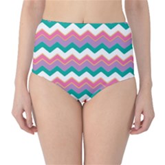 Chevron Pattern Colorful Art High-waist Bikini Bottoms