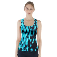 Bokeh Background In Blue Color Racer Back Sports Top