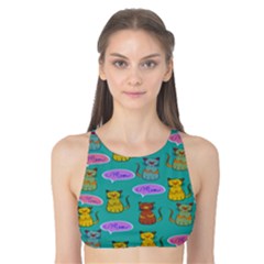 Meow Cat Pattern Tank Bikini Top by Amaryn4rt