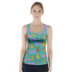 Meow Cat Pattern Racer Back Sports Top