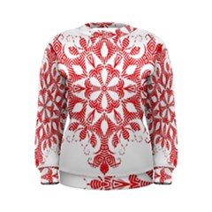 Red Pattern Filigree Snowflake On White Women s Sweatshirt