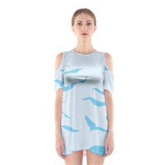 Blue Tiger Animal Pattern Digital Shoulder Cutout One Piece