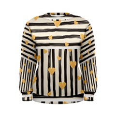 Black Lines And Golden Hearts Pattern Women s Sweatshirt by TastefulDesigns