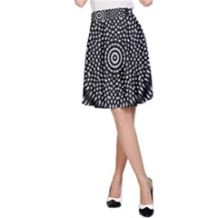 Black Lace Kaleidoscope On White A-line Skirt by Amaryn4rt