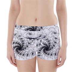 Fractal Black Spiral On White Boyleg Bikini Wrap Bottoms by Amaryn4rt