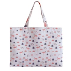 Cute Flamingos And  Leaves Pattern Zipper Mini Tote Bag