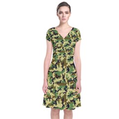 Camo Woodland Short Sleeve Front Wrap Dress by sifis