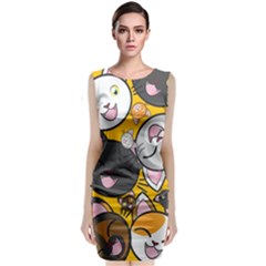 Cats Pattern Sleeveless Velvet Midi Dress by Valentinaart