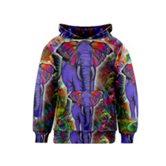 Abstract Elephant With Butterfly Ears Colorful Galaxy Kids  Pullover Hoodie