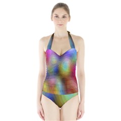 A Mix Of Colors In An Abstract Blend For A Background Halter Swimsuit by Amaryn4rt